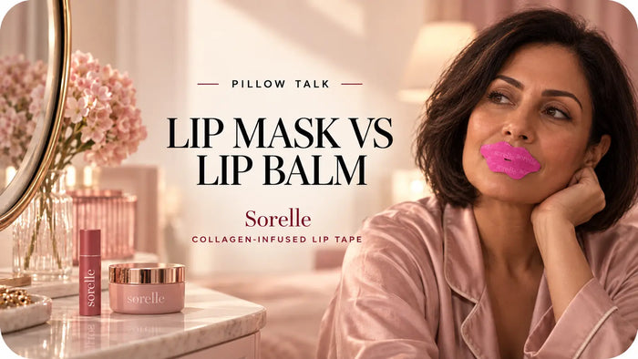 Lip mask versus lip balm with Sorelle collagen-infused lip tape