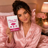 Model holding Sorelle Plump Tape in bed